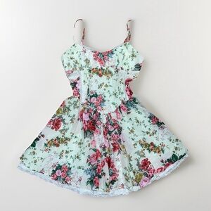 Sky to Moon Floral Bustier Structured Lace Detail Mini Dress Size Medium